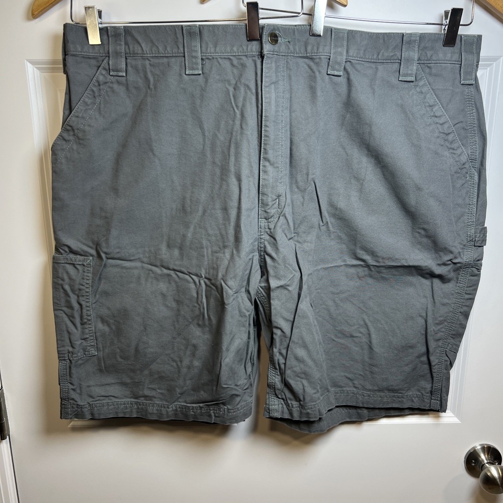 Carhartt B147 Durable  Work Shorts Men 48 Gray Canvas Utility Hammer Loop READ
